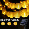 20 30 50 60 LED Lampions Solar Lichterkette Laterne Kugeln Außen Garten Balkon