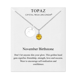November (Topas) Geburtsstein Halskette mit Initialen Anhänger (A bis Z) erstellt mit Zi