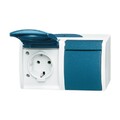 Busch-Jaeger 20/2 EW-53 Doppelsteckdose ocean mit Klappdeckel IP44 16A grau/blau