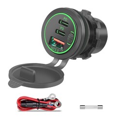 12V QC3.0 Dual PD 3.0 USB-C Auto Steckdose USB Ladegerät Buchse Dose KFZ Einbau.