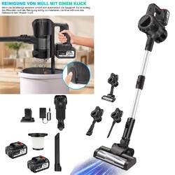 6000W Staubsauger 2Akku 6 IN 1 mit funktion Handstaubsauger kabellos HEPA Set