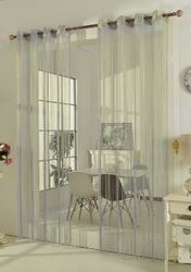 Fadengardine Fadenstore Vorhang mit Ösen Raumteiler 140 x 250 cm, Grau