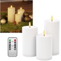 3er Set Outdoor Led Kerze für Außen Timer 3D Flamme Docht Garten Balkon Terrasse