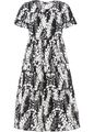 Neu Kleid mit schönem Blumenmuster Gr. 38 Schwarz Weiß Floral Damen Midi-Dress