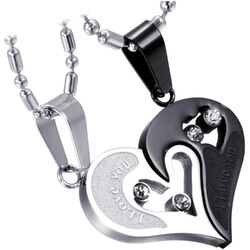 Romantische Pärchen Halsketten - I Love You mit Gravur in Geschenkverpackung