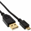 Micro-USB 2.0 Kabel USB-A Stecker zu Micro-B Stecker vergoldet schwarz 3,0m