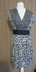 23/10 ESPRIT Collection Damen Kleid Gr. 36 schwarz weiß Muster ärmellos Sommer