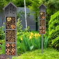 Holz Insekten Hotel 78 cm - grau - Garten Deko Bienen Hummel Schmetterling Haus