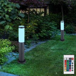 2er Set RGB Außen Sockel Lampe DIMMBAR Garten Balkon Steh Leuchten Fernbedienung