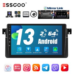 Autoradio Carplay Android 13 2+64G GPS SAT NAV Cam Für BMW 3er E46 M3 Rover 75