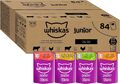 Whiskas Junior Katzennassfutter Klassische Auswahl in Sauce, 84 Portionsbeutel,