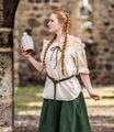 Mittelalter Wikinger LARP Carmen-Bluse Amelia kurzarm Baumwolle natur