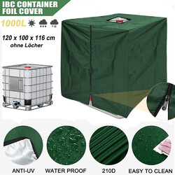 IBC 1000L Container Behälter Wassertank Abdeckplane Thermohülle Schutzhaube Grün