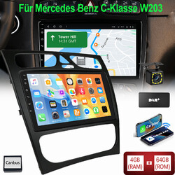 DAB+ Für Mercedes Benz C-Klasse W203 C 180 C 220 KAM 4+64G Android 13 Autoradio