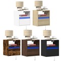 1/2er Set Wand NachttischNachtschrank mit LED-Leuchten Nachtkommode Wandschrank