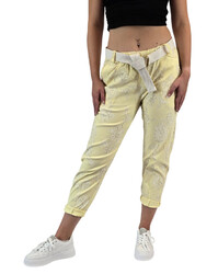 ⭐Damen Joggpants Freizeithose Stretch Boyfriend Baggyhose Glitzer zart gelb NEU⭐