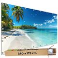 Motiv Plane Garten groß Sichtschutz Bauzaun Deko Banner Südseestrand Palme Meer