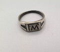 Vintage 900 Silber Herren Siegelring mit geätzten FM Initialen antik und selten