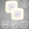 2er Set LED Nachtlicht Steckdose mit Bewegungsmelder Steckdosenlicht Warmweiß