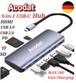 9 in 1 Multiport USB C Hub Adapter HDMI 4K USB 3.0 Micro SD für Macbook