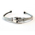 Edgy Sterlingsilber Totenkopf Manschette Armband, strukturierte Schlange & Knochen Design, verstellbar
