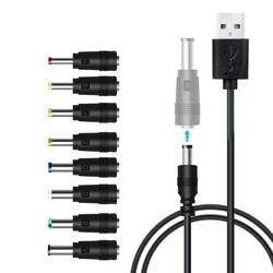 8 in 1 Stromkabel USB zu DC 5,5 * 2,1 mm Klinke 5V Universal Ladekabel Netzkabel