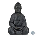 Buddha Figur 50cm, große Dekofigur, Statue, Gartenfigur Gartendeko Skulptur grau