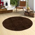 Hochflor Langflor Shaggy Teppich Fluffy Dunkelbraun Rund