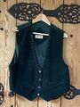 Vintage Rarität Western Wildleder Weste Dunkelgrün Herren Satin Rucken Gr.L