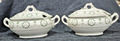 SELTENE JUGENDSTIL GRÜNE HALBMONDGESCHIRR "DURHAM" KLEINE OVALE TERRINE GEMÜSE SERVIERSCHALE
