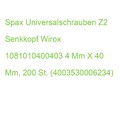 Spax Universalschrauben Z2 Senkkopf Wirox 1081010400403 4 Mm X 40 Mm, 200 St. (4