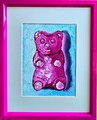 Gummibär pink Ölmalerei mit Rahmen 25x31 cm Original Ölgemälde auf Leinwand
