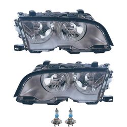 Scheinwerfer Set chrom inkl. OSRAM Lampen H7 mit LWR Motor für BMW 3er E46