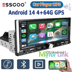 Android 14 4+64G GPS Autoradio 1 DIN Carplay IPS Bildschirm NAVI BT RDS FM WIFI