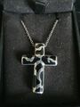 'Einzigartiges Design' 925 Silber Kreuz (Makersmark) & '18' Zoll 925 Silber Halskette 