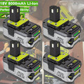 2x 18V 8,0Ah Akku für RYOBI One Plus Lithium HP RB18L50 P108 Batterie/Ladegerät