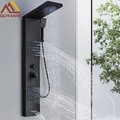 Luxus LED Duschpaneel Schwarz Regen Wasserfall thermostat armatur dusche