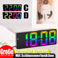 Große LED Wecker Digital Alarm Wecker Funk Temperatur Schlummerfunktion Tischuhr