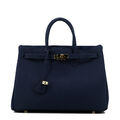 STUDIO.MUNET Classic Blau | Gold | Icone 35 Tote Leder Bag Tasche Handtasche