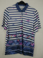 RABE Stretch Shirt Blau/Weiß Gestreift Blumen Viskose + Elasthan Größe 44/46 NEU