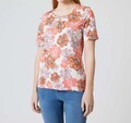 T-Shirt weiß 44 Damen Kurzarm-Shirt mit Allover-Blumendruck nude H139