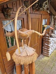 Windspiel Klangspiel Bambus -Kokosnuss Vogel Kranich Deko Terrasse