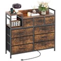 Kommode mit 9 Schubladen Sideboard Schrank Anrichte Highboard mit Steckdose USB