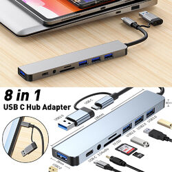USB-C Hub 8-IN-1 Adapter 4K HDMI USB 3.0 Micro SD/TF RJ45 Ethernet für MacBook