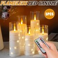 5er LED Kerzen Deko Mit Fernbedienung warmes Gelb Set Flackernd Mit Timer