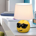Tischleuchte Nachttischlampe Beistellleuchte Emoji gelb Keramik Textil weiß E14