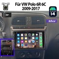 DAB+ 4+64G CAM GPS Navi Autoradio Android 14 Carplay Für VW Polo 6R 6C 2009-2017