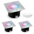 3 Stück VIROK Bodenstrahler IP67 flach quadratisch Smart RGB LED GX53 6W dimmbar