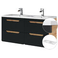 Doppel Waschtisch-Unterschrank Set 120cm Keramik Waschbecken Badmöbel Badezimmer