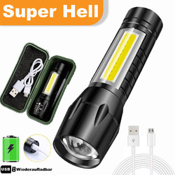 Mini LED Taschenlampe Aufladbar USB Super Hell Akku Seitenlicht SL303 Small NEU